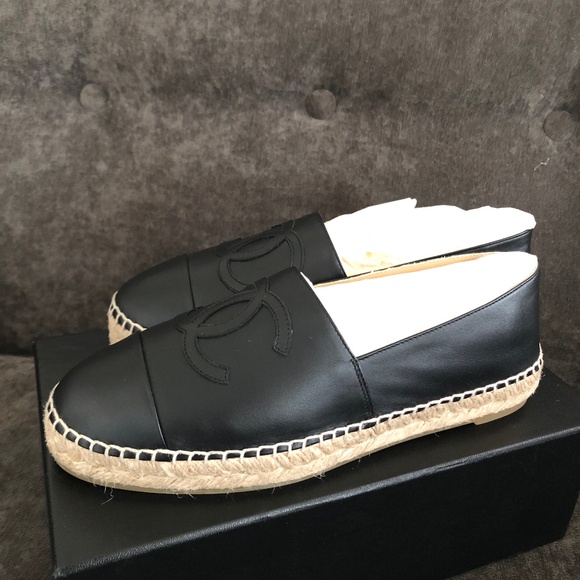 CHANEL  Espadrilles black lamb skin size EU40 fits US size 9 - Picture 4 of 13